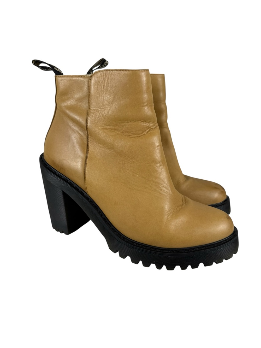 Dr. Martens Magdalena Tan Leather Heeled Ankle Boots Sz 10